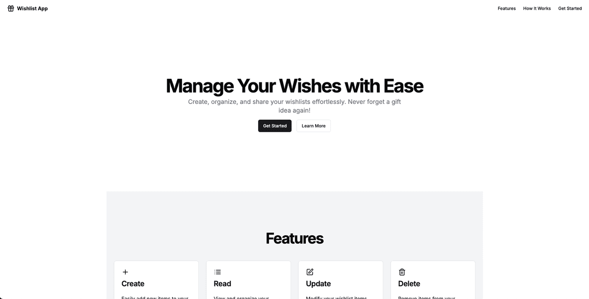 Full-Stack Wishlist Web Application